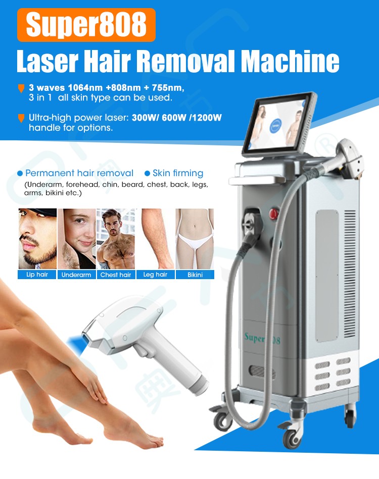 755 808 1064 diode laser hair removal machine